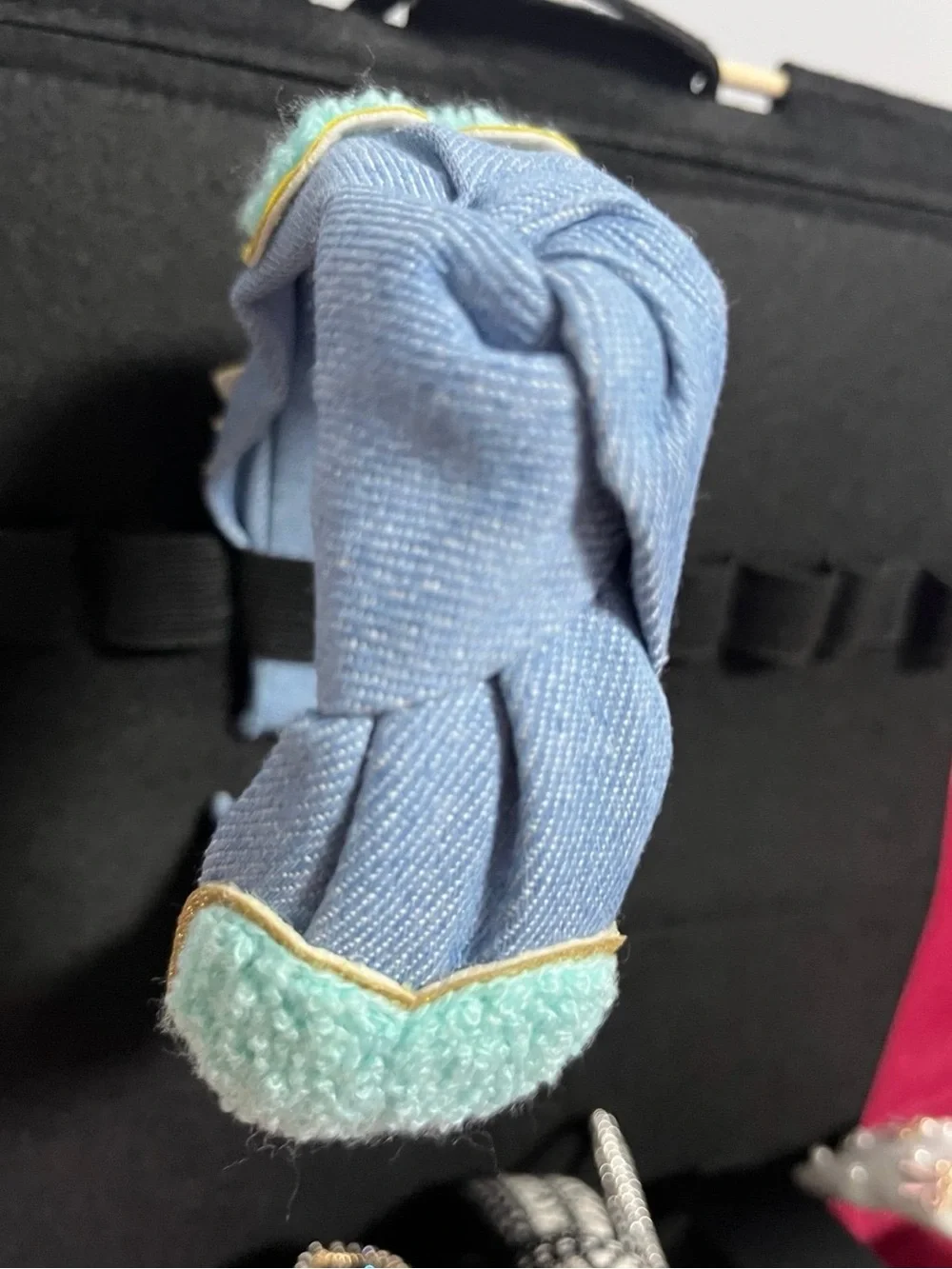 Denim Blue Headband with Mint Heart Accent